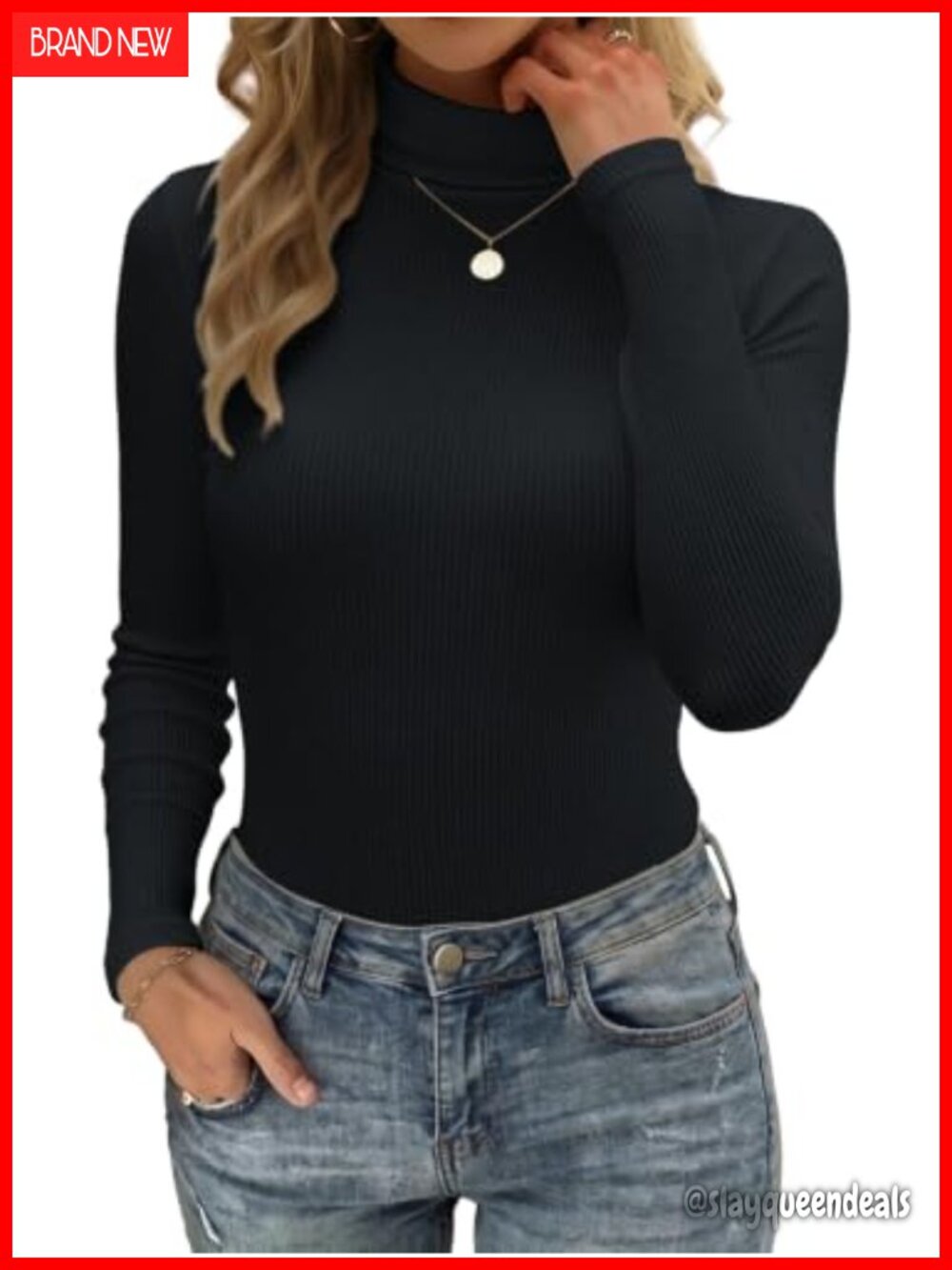 Women Long Sleeve Turtleneck Ribbed Top Fall Winter Layering Shirt